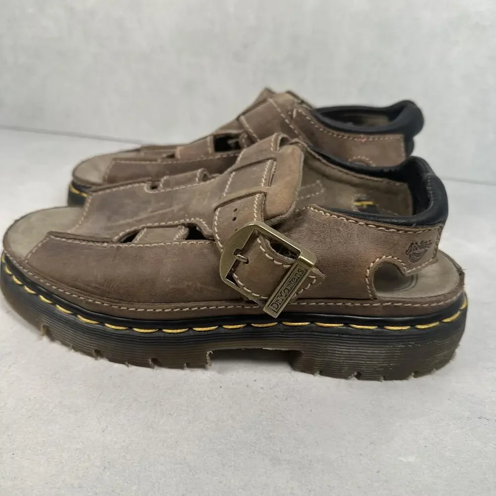 Dr. Martens Sandals Shoes Mens Size 9 Brown Leather Fisherman Buckle England 90s